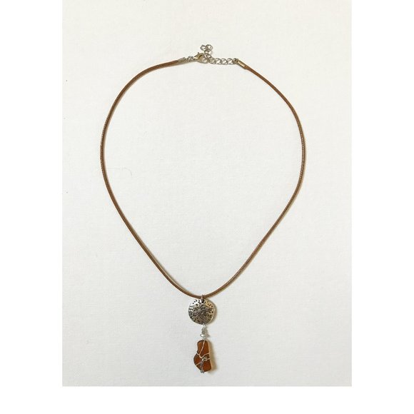 A'Luring Jewelry Jewelry - Sterling Silver Sand Dollar Coffee Brown Sea Glass Necklace Ocean Nautical Coast